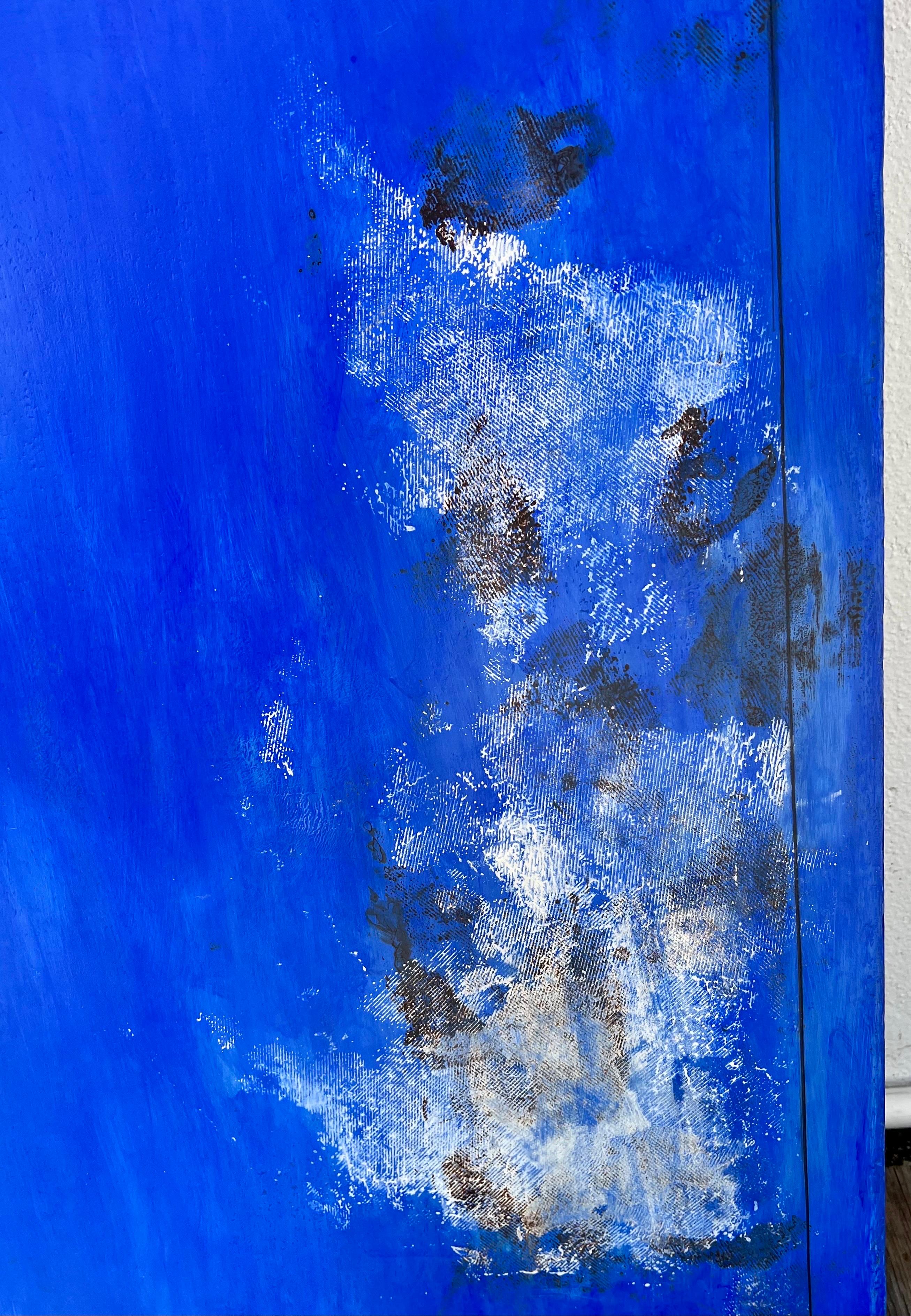 Grande pittura a olio astratta latinoamericana blu Arte messicana Jose Gonzalez Veites in vendita 5
