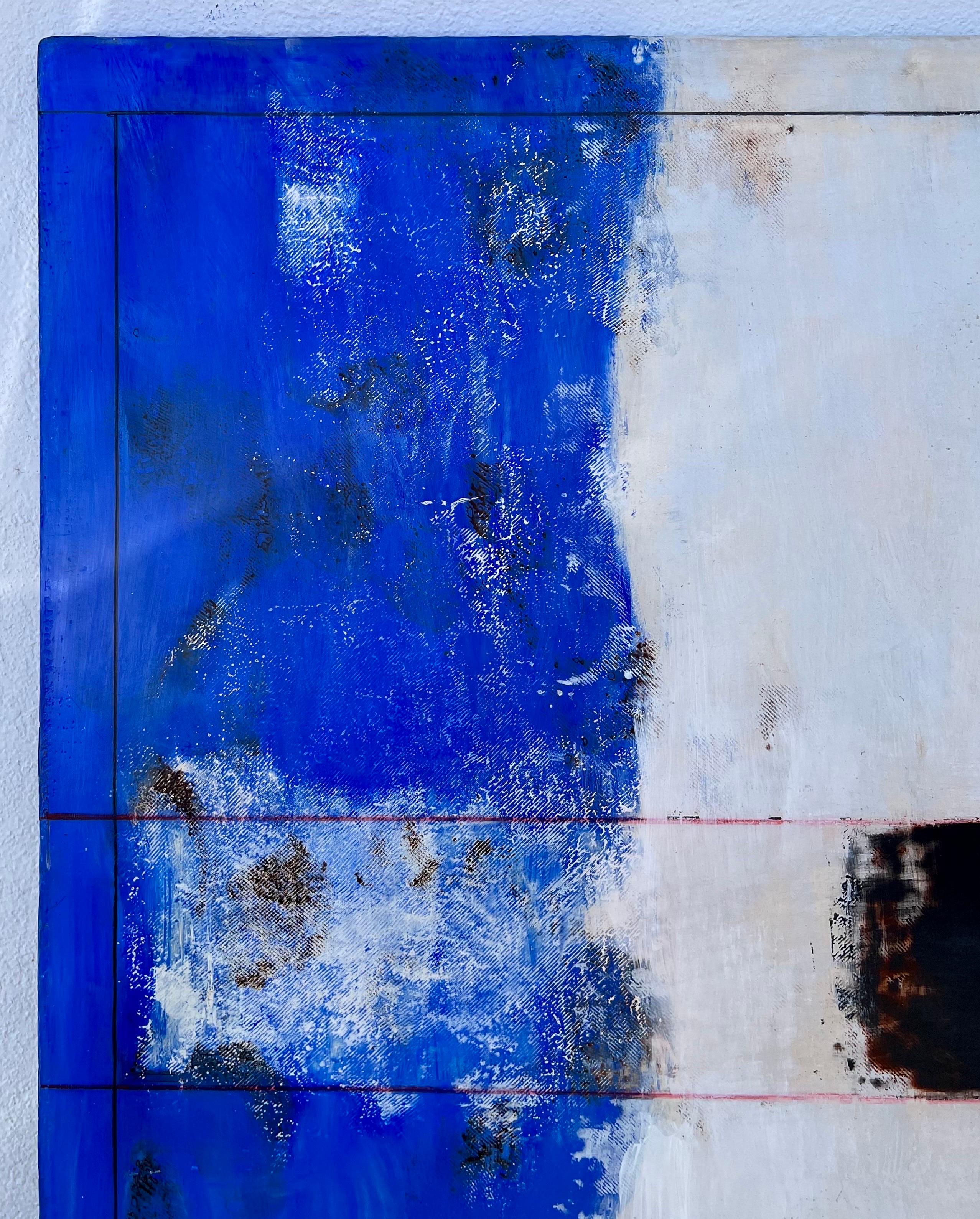 Grande pittura a olio astratta latinoamericana blu Arte messicana Jose Gonzalez Veites in vendita 6