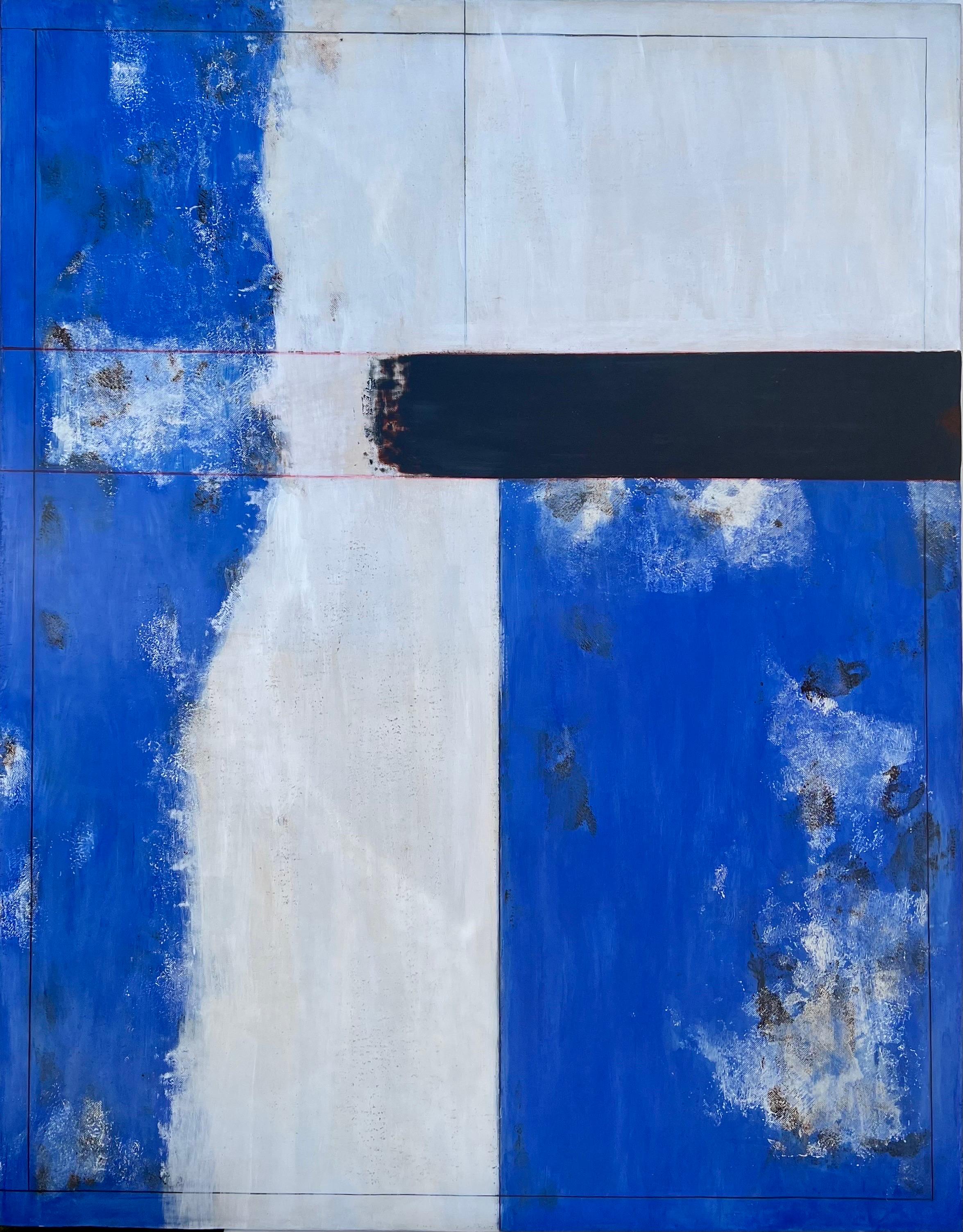 Grande pittura a olio astratta latinoamericana blu Arte messicana Jose Gonzalez Veites in vendita 8