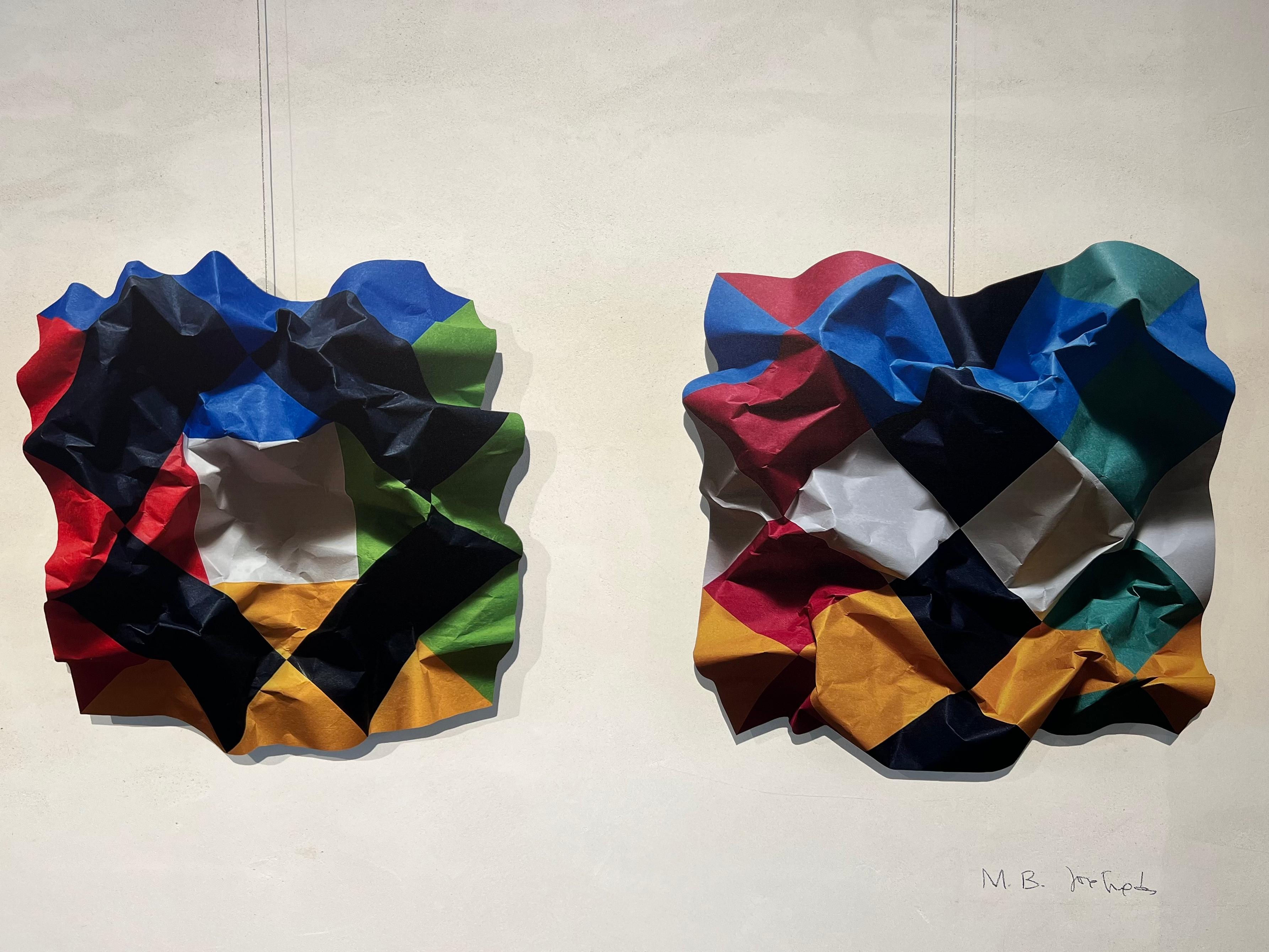 „Max Bill (3)“, Gemälde auf geschliffenem Aluminium, optische Illusion (Pop-Art), Print, von Jose Guedes