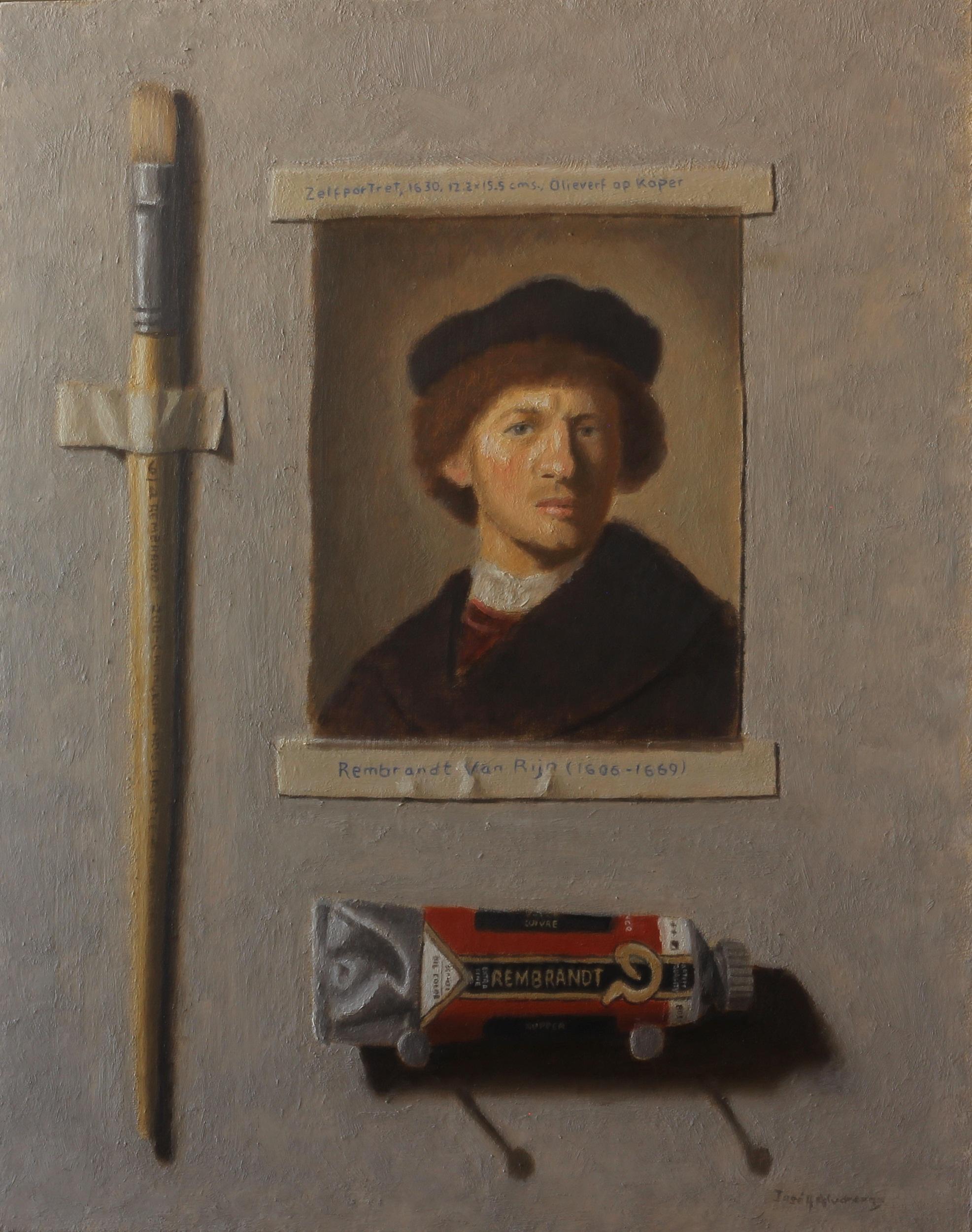 Jose H. Alvarenga Figurative Painting - Rembrandt, Oil Painting