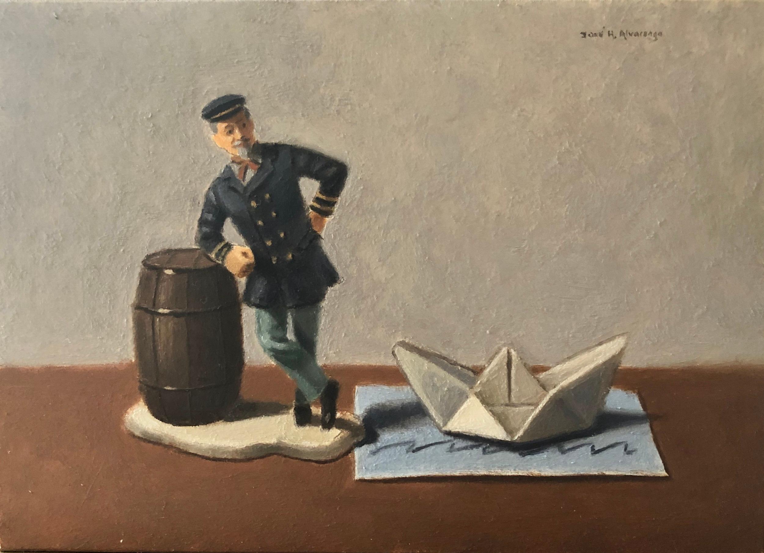 Jose H. Alvarenga Figurative Painting - The Captain, Oil Painting