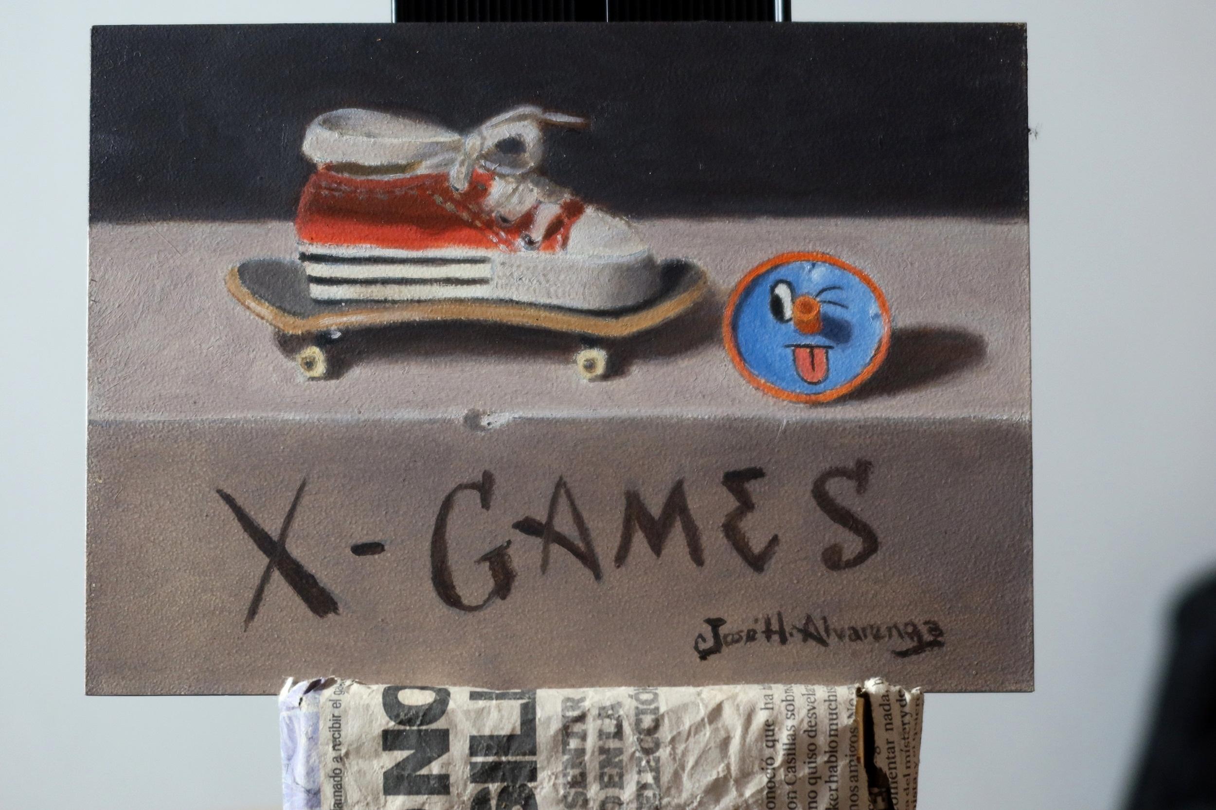 <p>Comentarios del artista<br />El artista Jose H. Alvarenga comparte una imagen de un zapato rojo sobre un monopatín con un juguete al lado. 