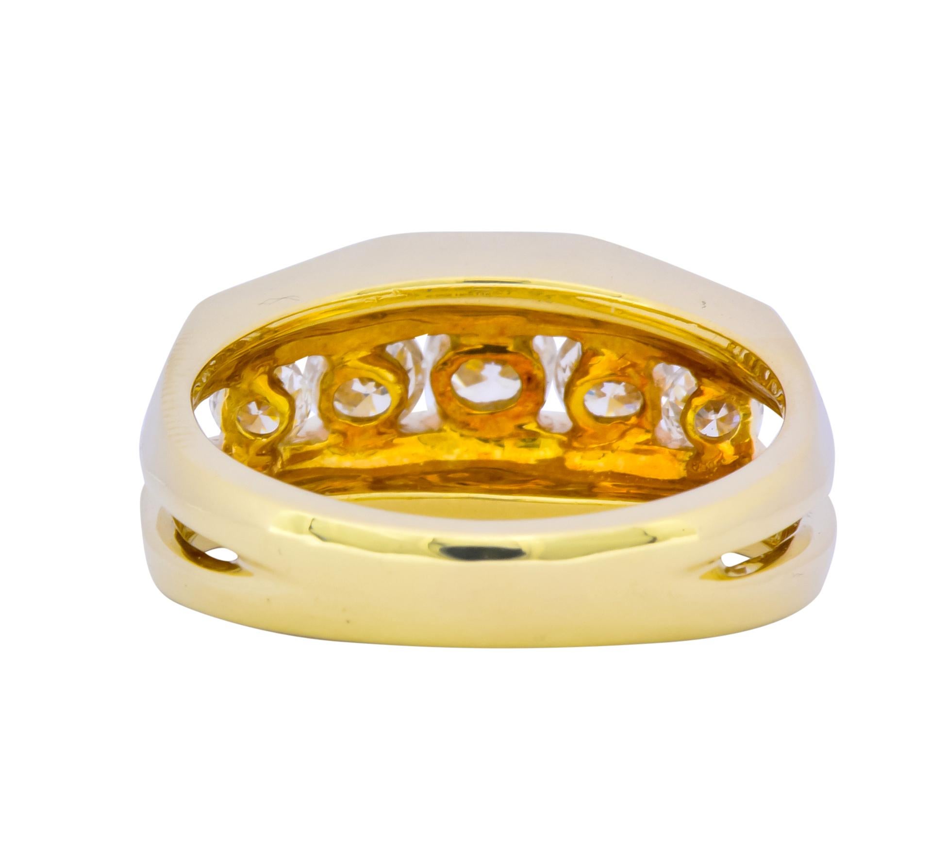 Modernist Jose Hess 0.91 Carat Diamond 14 Karat Gold Unisex Band Ring