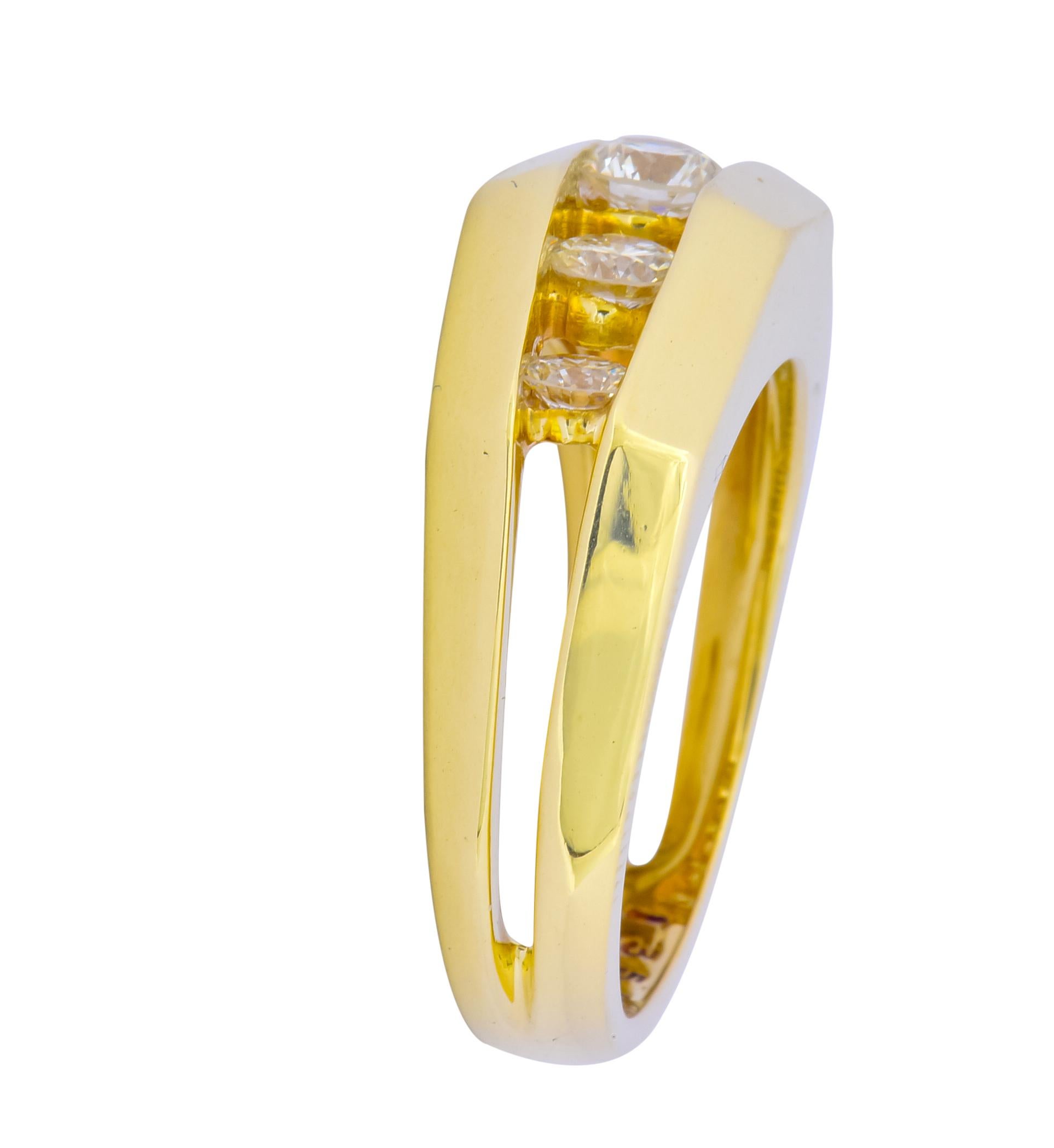 Jose Hess 0.91 Carat Diamond 14 Karat Gold Unisex Band Ring 1