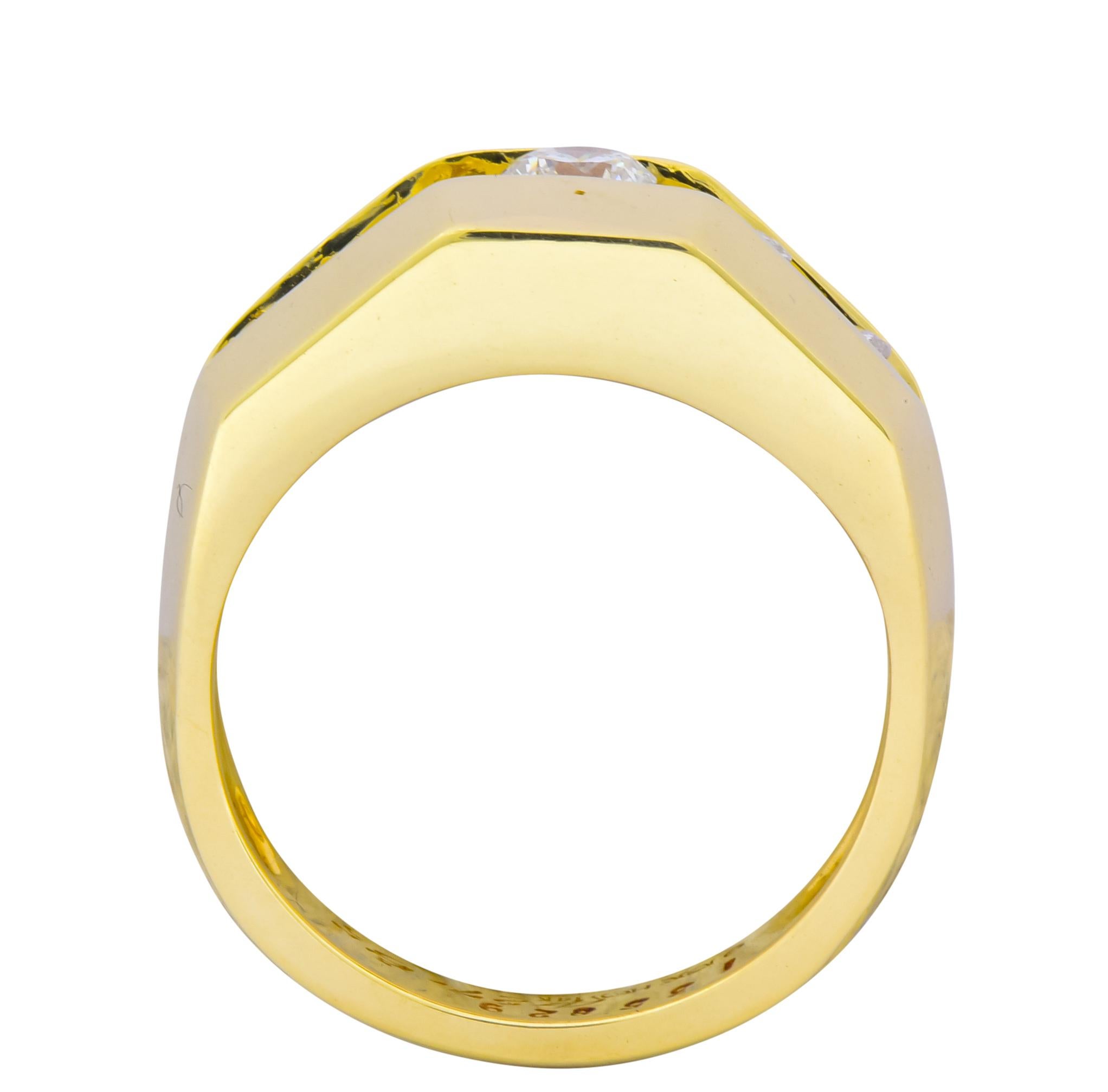 Jose Hess 0.91 Carat Diamond 14 Karat Gold Unisex Band Ring 2