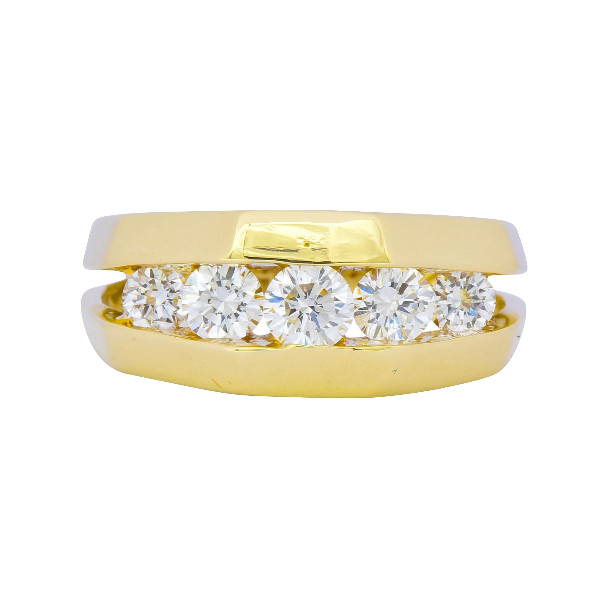 Jose Hess 0.91 Carat Diamond 14 Karat Gold Unisex Band Ring
