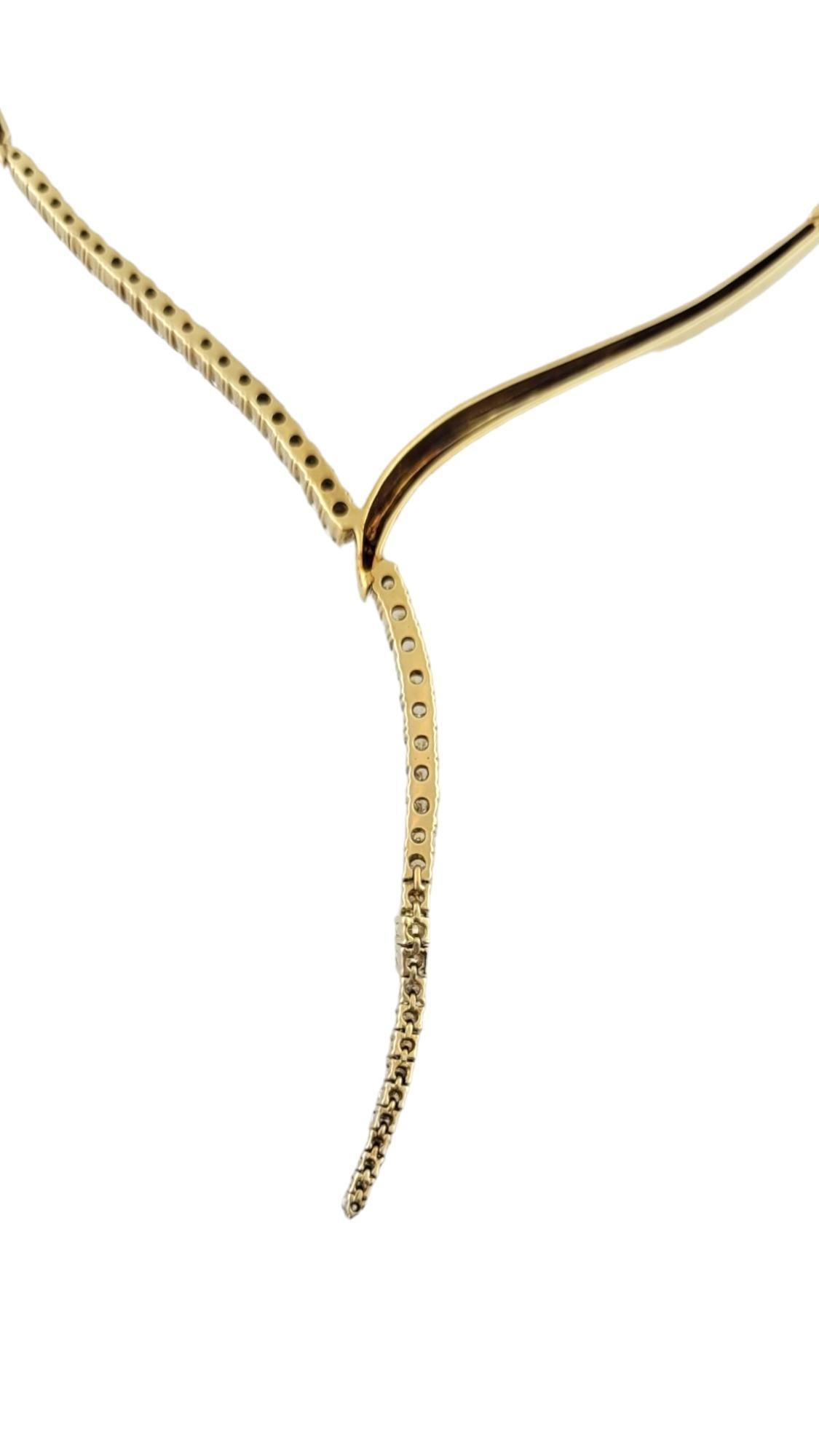 Brilliant Cut Jose Hess 14 Karat Yellow Gold and Diamond Y Necklace #16969 For Sale