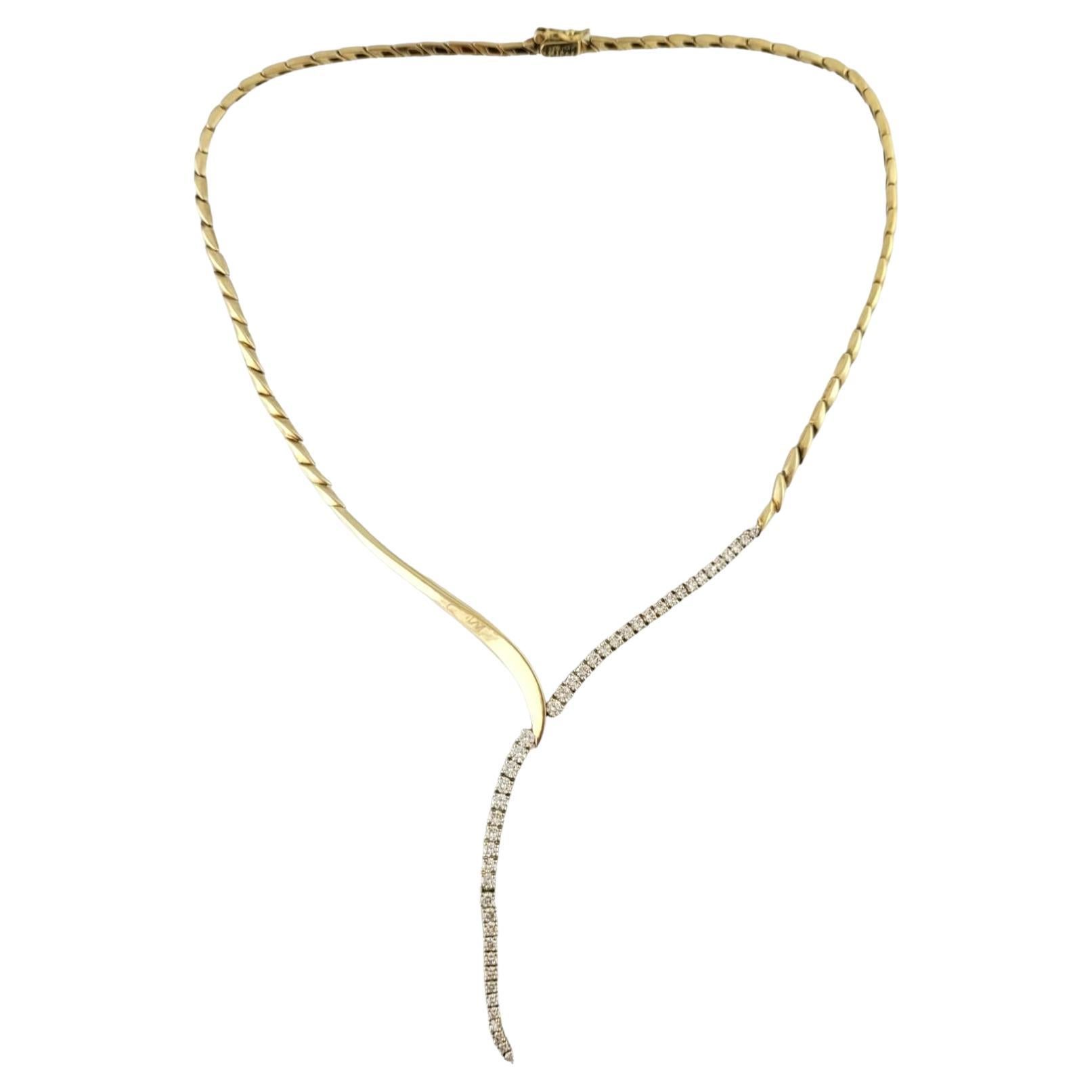 Jose Hess 14 Karat Yellow Gold and Diamond Y Necklace #16969 For Sale