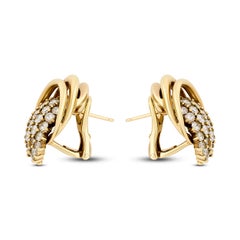 Boucles d'oreilles en or jaune 14 carats et diamants de Jose Hess