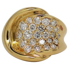 Jose Hess 14K Gold Pave Set Ring with Round Brilliant Cut Diamonds, 2.32 Carats