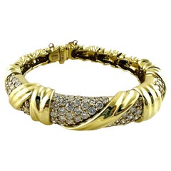 Jose Hess 14K Yellow Gold Diamond Bangle Bracelet 6 Carats