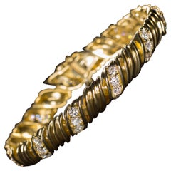 18 Carat Yellow Gold and Diamond Bracelet