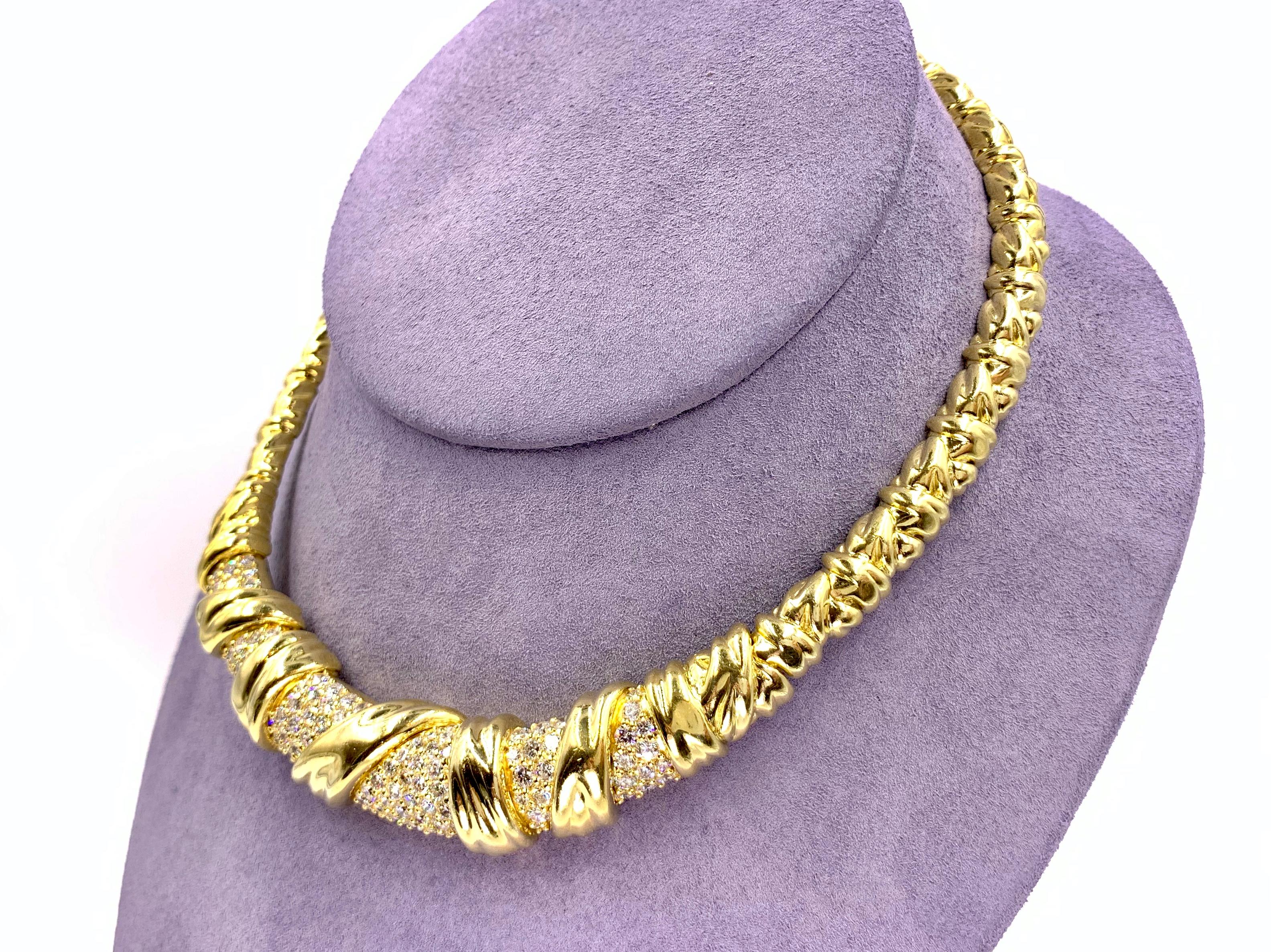 Jose Hess 18 Karat and Diamond Choker Necklace In Excellent Condition In Pikesville, MD