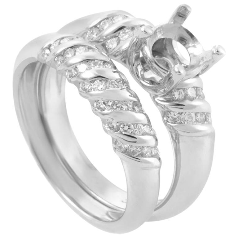 Jose Hess 18 Karat White Gold Diamond Bridal Mounting Set JHE01-022514