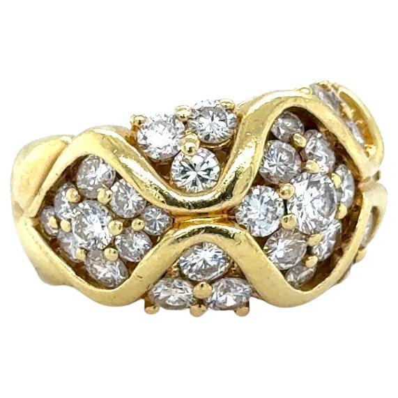Contemporary Jose Hess 18 Karat Wide Band Diamond Unique Ring 4.50 Carat For Sale