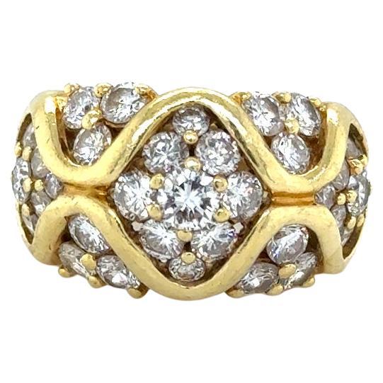 Jose Hess 18 Karat Wide Band Diamond Unique Ring 4.50 Carat
