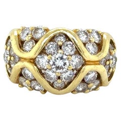 Jose Hess 18 Karat Wide Band Diamond Unique Ring 4.50 Carat