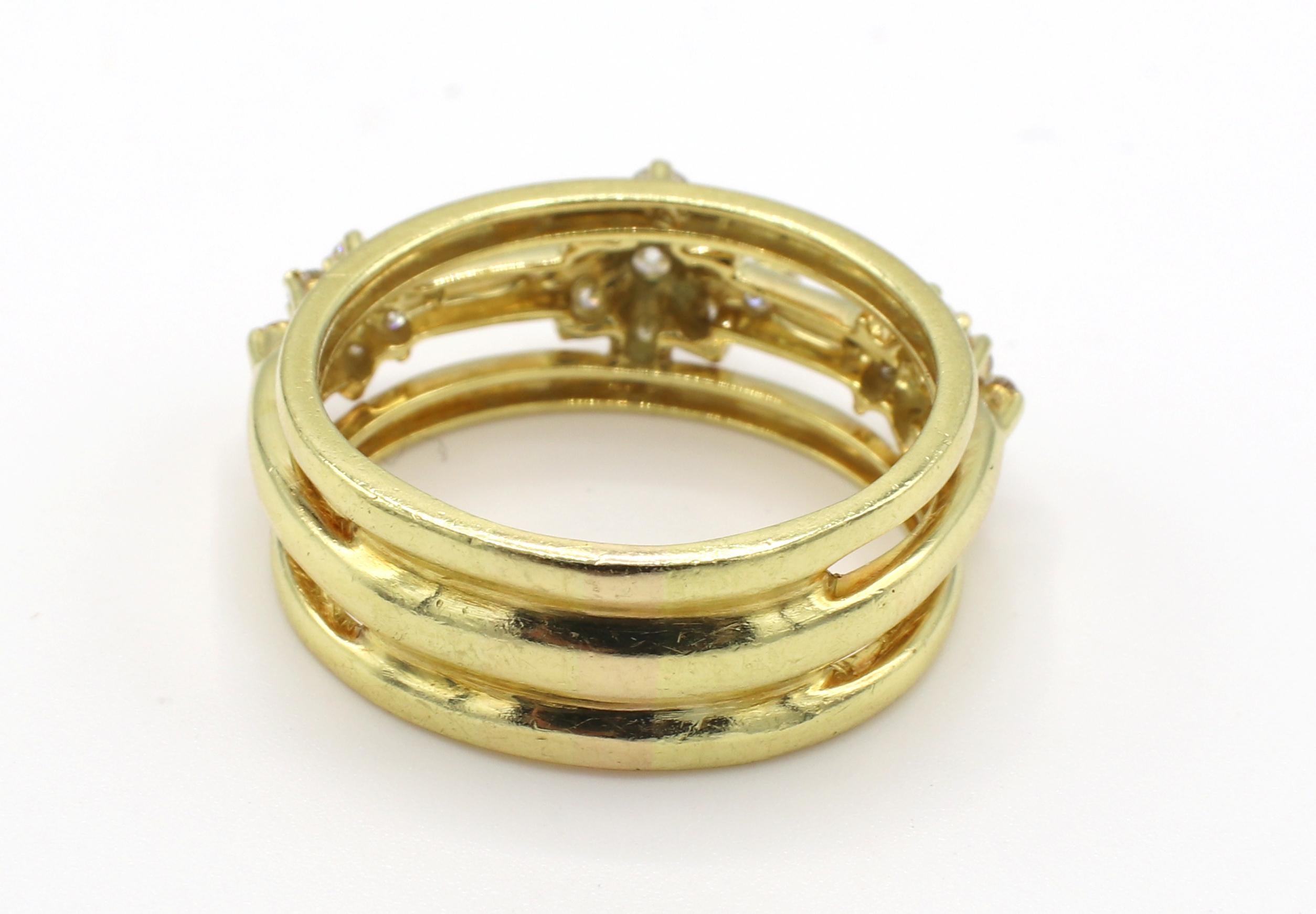 Contemporary Jose Hess 18 Karat Yellow Gold Natural Diamond Cluster Band Ring