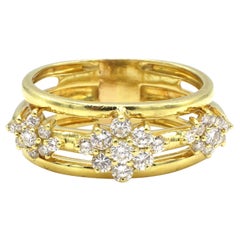 Jose Hess 18 Karat Yellow Gold Diamond Cluster Band Ring