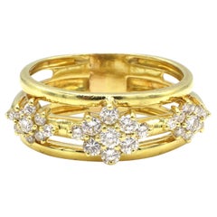 Jose Hess 18 Karat Yellow Gold Natural Diamond Cluster Band Ring