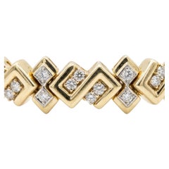 Jose Hess 18K Gold Geometric Diamond Bracelet 4+ Carats Estate Piece