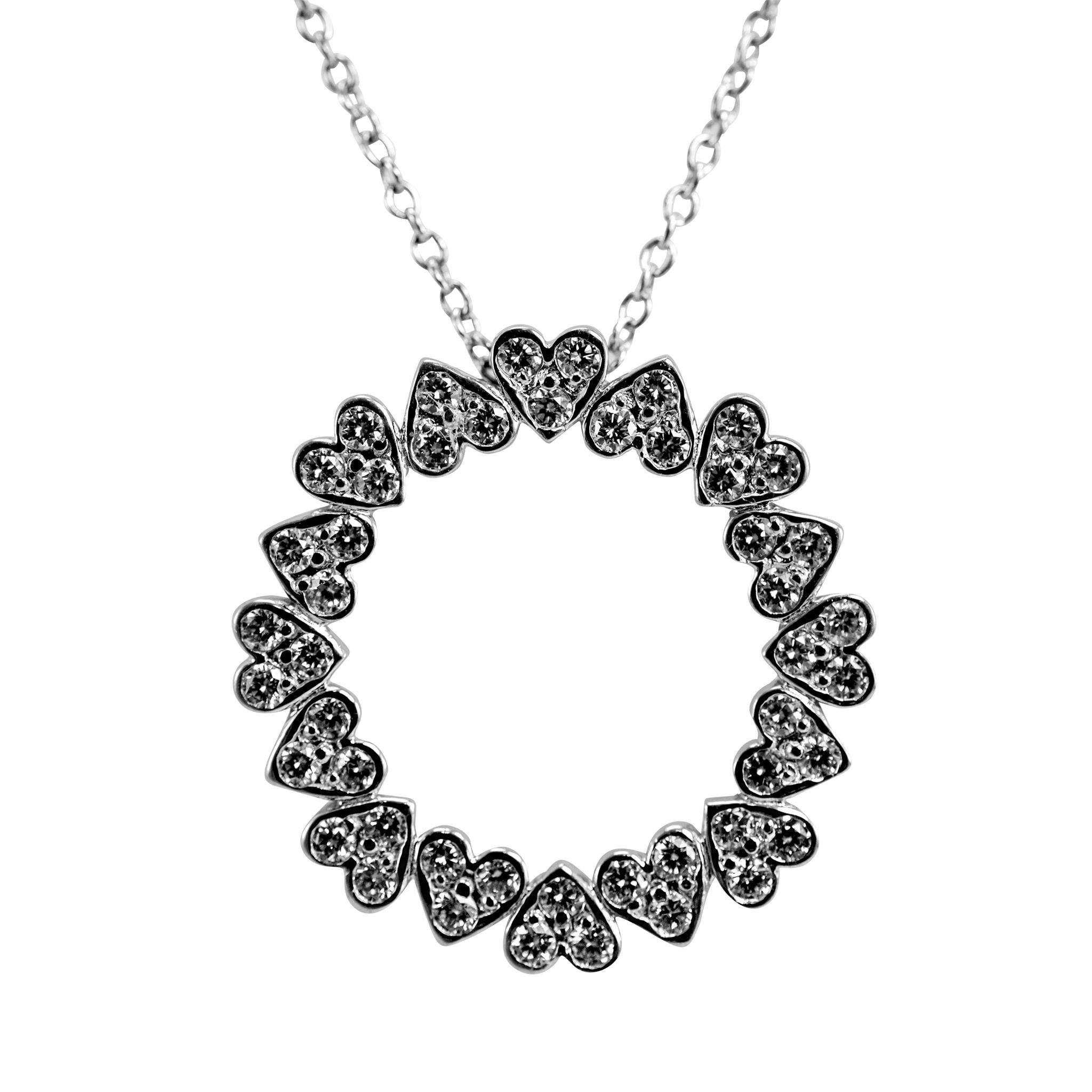 Brand: Jose Hess

Gender: Ladies

Metal Type: 18K White Gold

Length: 18.00 Inches

Diameter: 19.50 mm

Weight: 4.46 grams

One lady's rhodium plated 18K white gold, diamond necklace.  Engraved with 