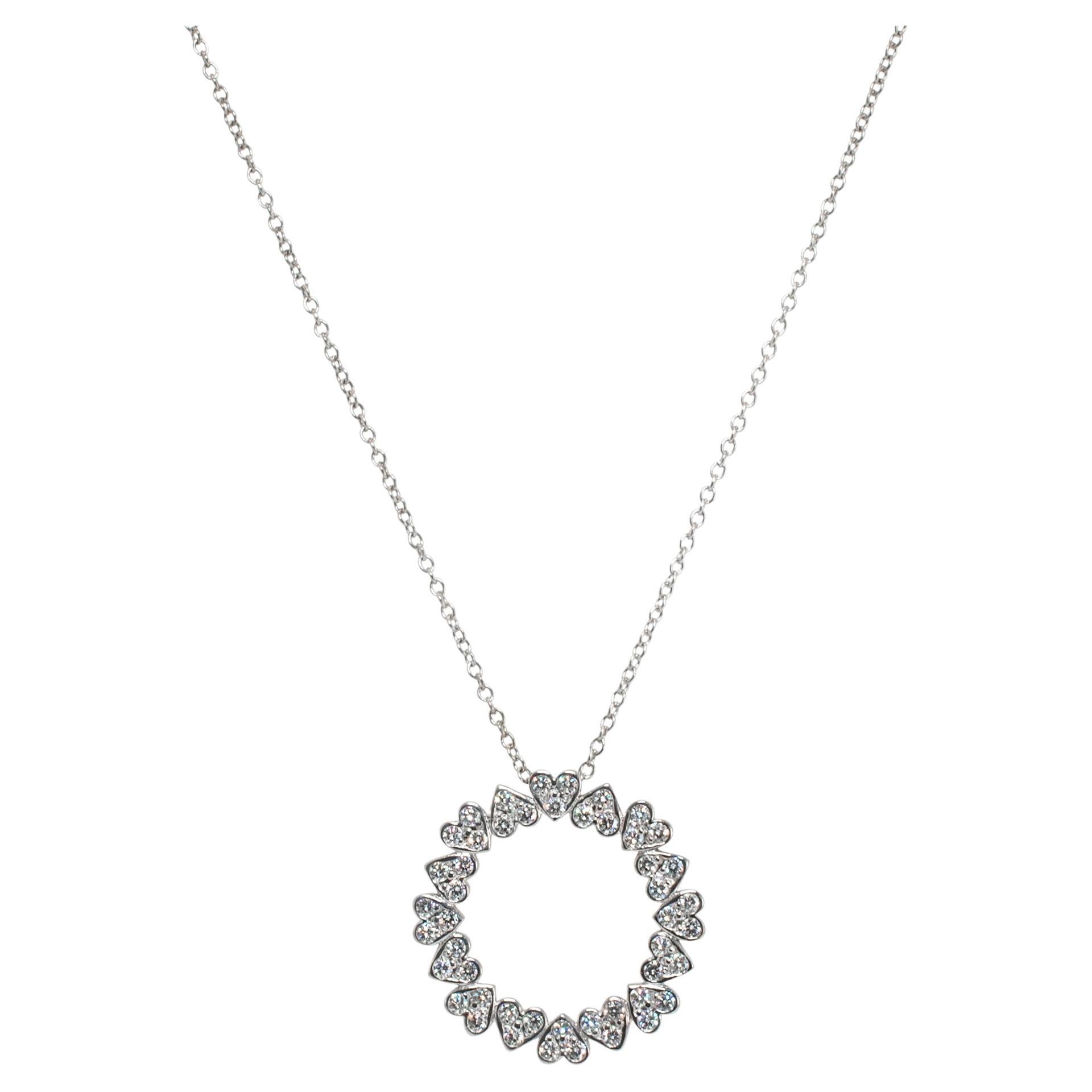 Jose Hess 18K White Gold Diamond Circle Pendant Necklace For Sale