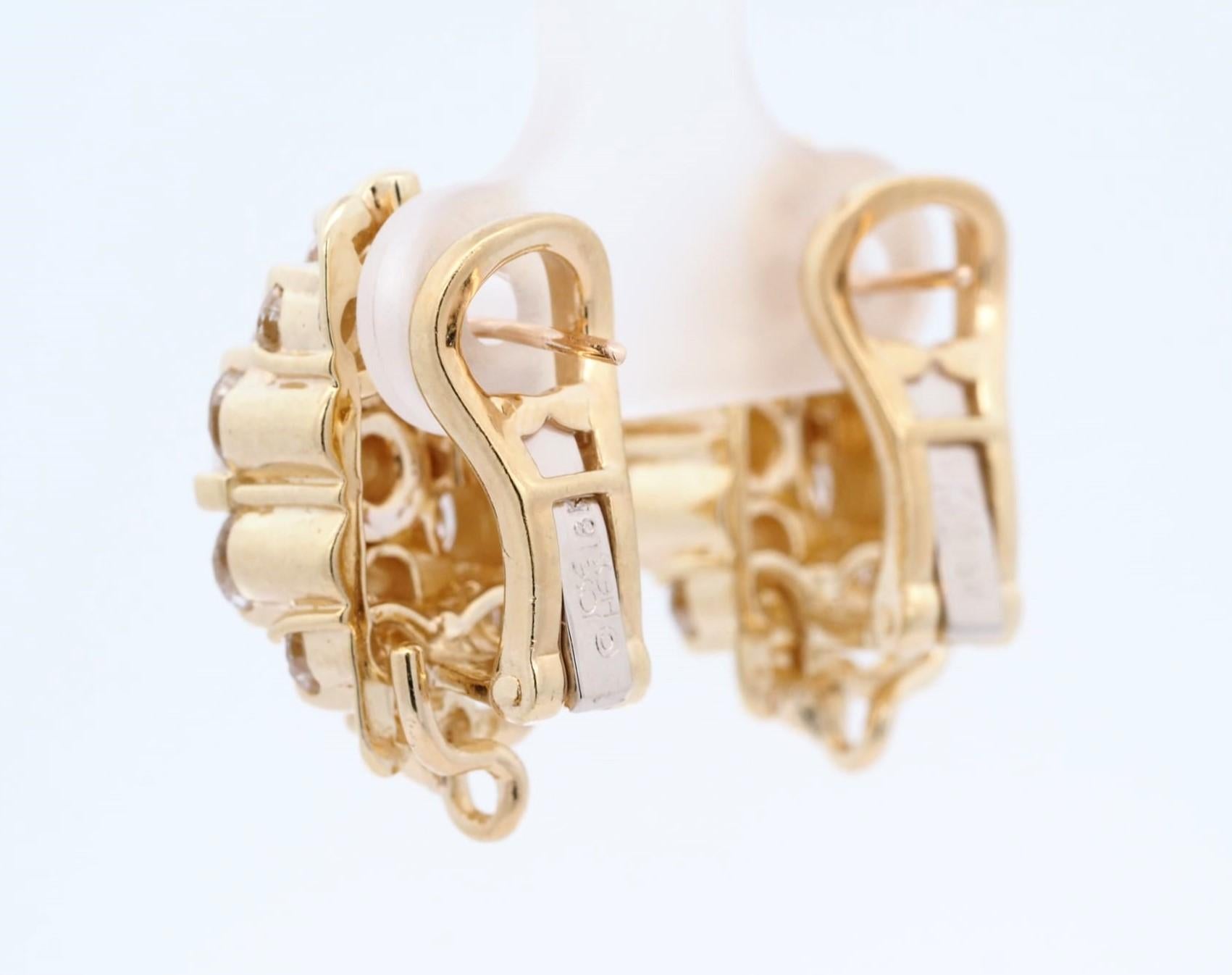Jose Hess 18K Yellow Gold 3.4 ct Round Cut Diamond Earrings For Sale 2