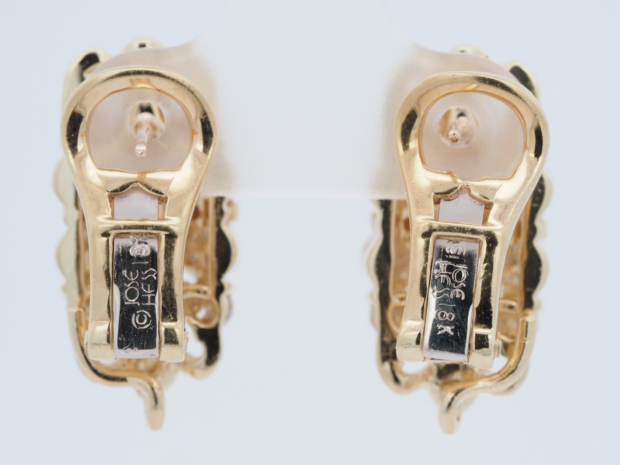 Jose Hess 18K Yellow Gold 3.4 ct Round Cut Diamond Earrings For Sale 3