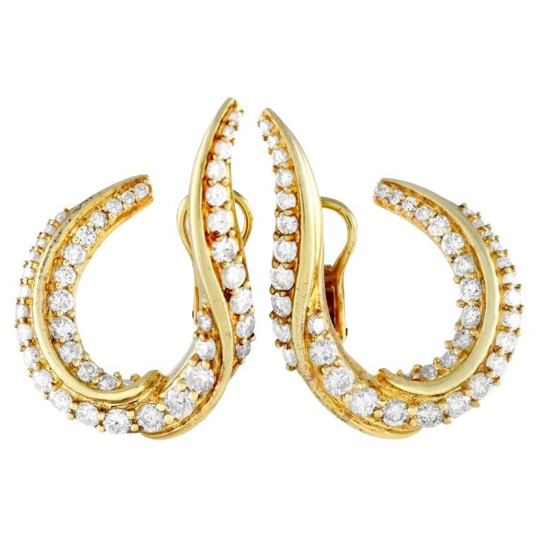 Jose Hess 18k Yellow Gold 3.50 Carat Diamond Earrings For Sale