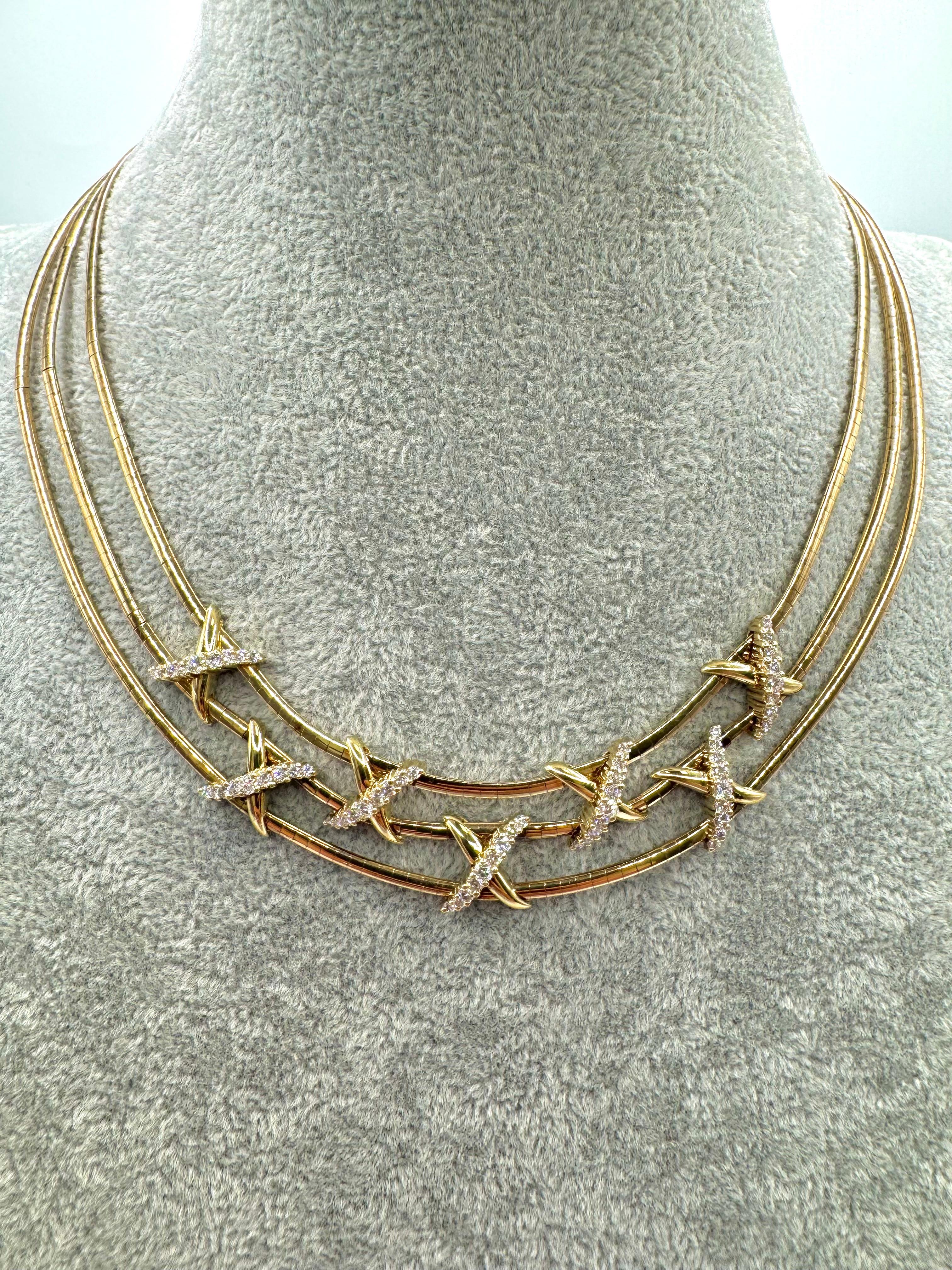 Collar de diamantes de oro amarillo de 18 quilates Jose Hess Corte brillante en venta