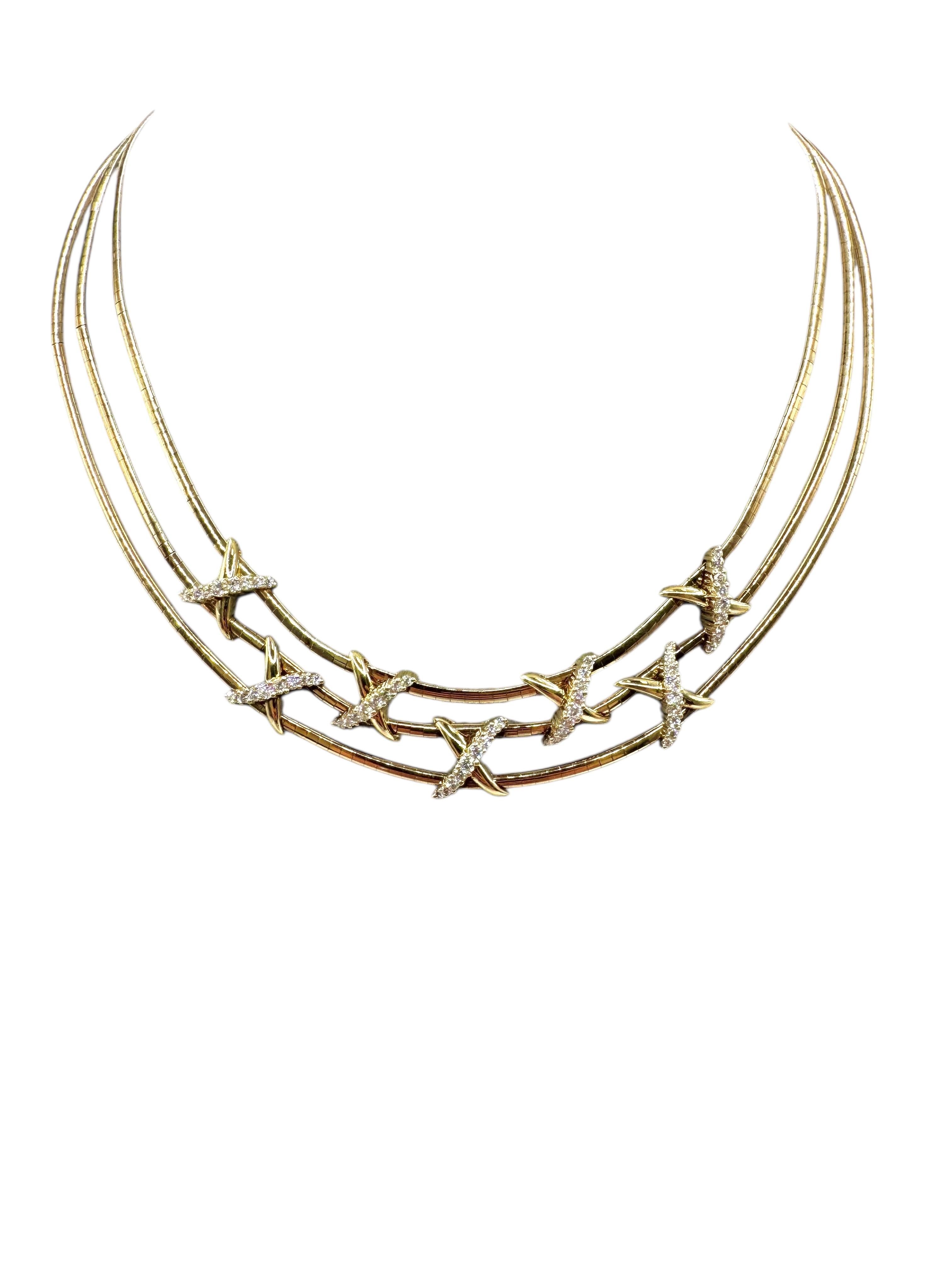 Collar de diamantes de oro amarillo de 18 quilates Jose Hess en Excelente estado para la venta en Great Neck Plaza, NY