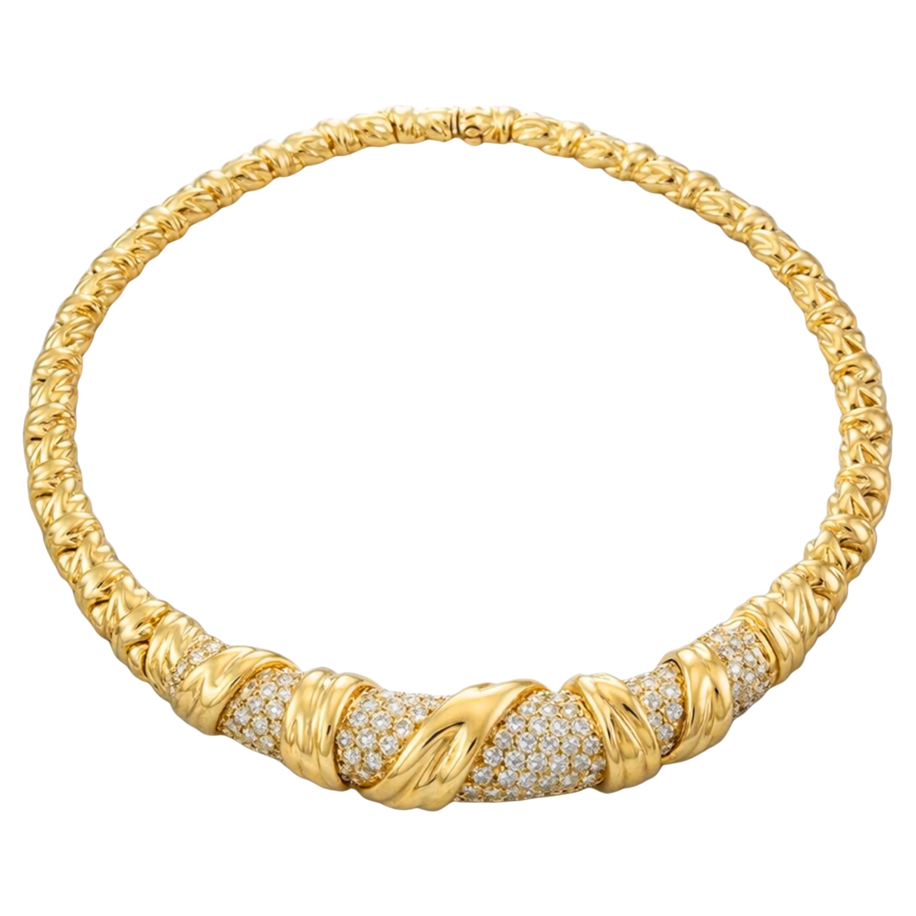 Collier en or jaune 18K à diamants gradués de Jose HESS