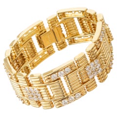 Retro Jose Hess 18k Yellow Gold Diamond Link Bracelet