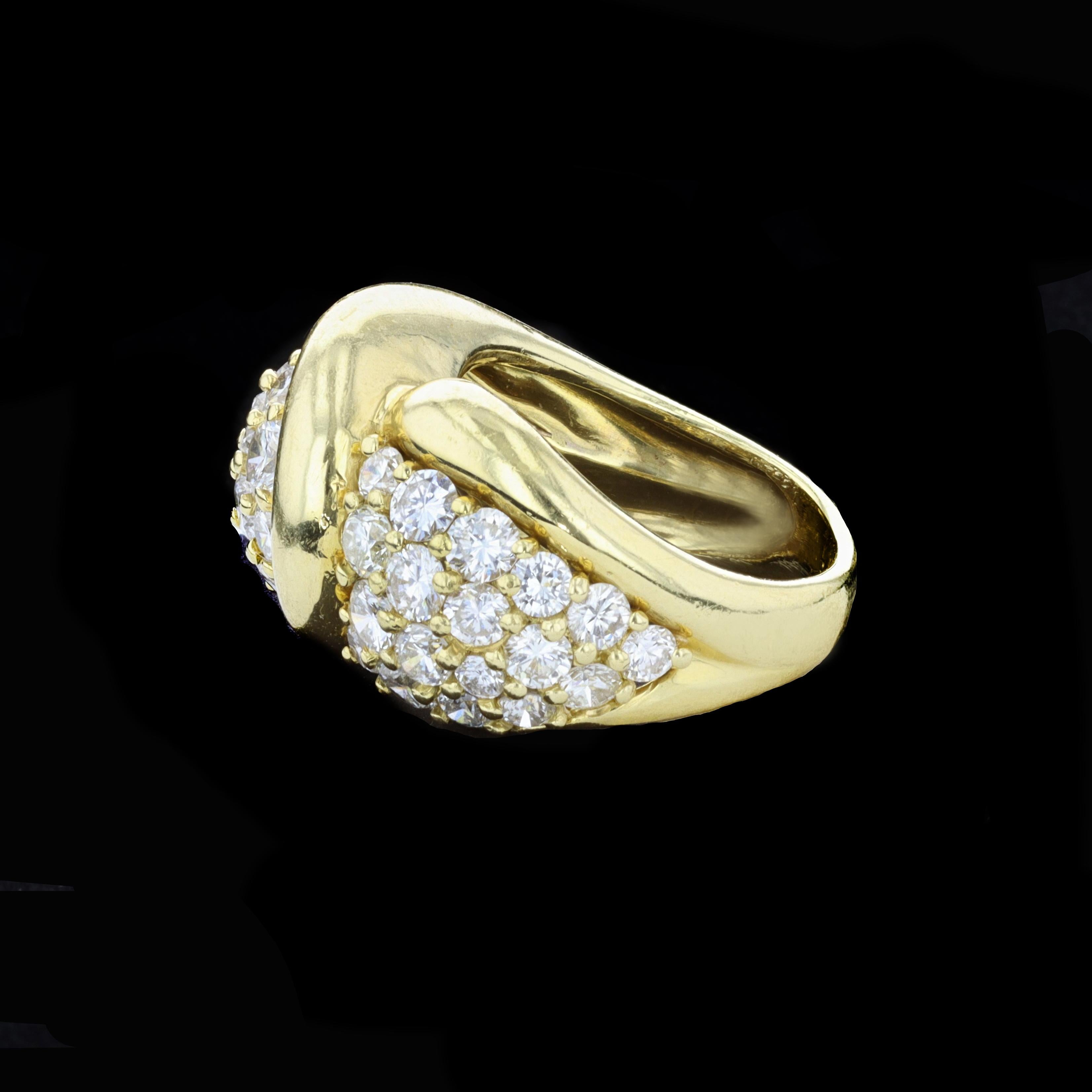 Retro Jose Hess 18K Yellow Gold Diamond Statement Ring For Sale