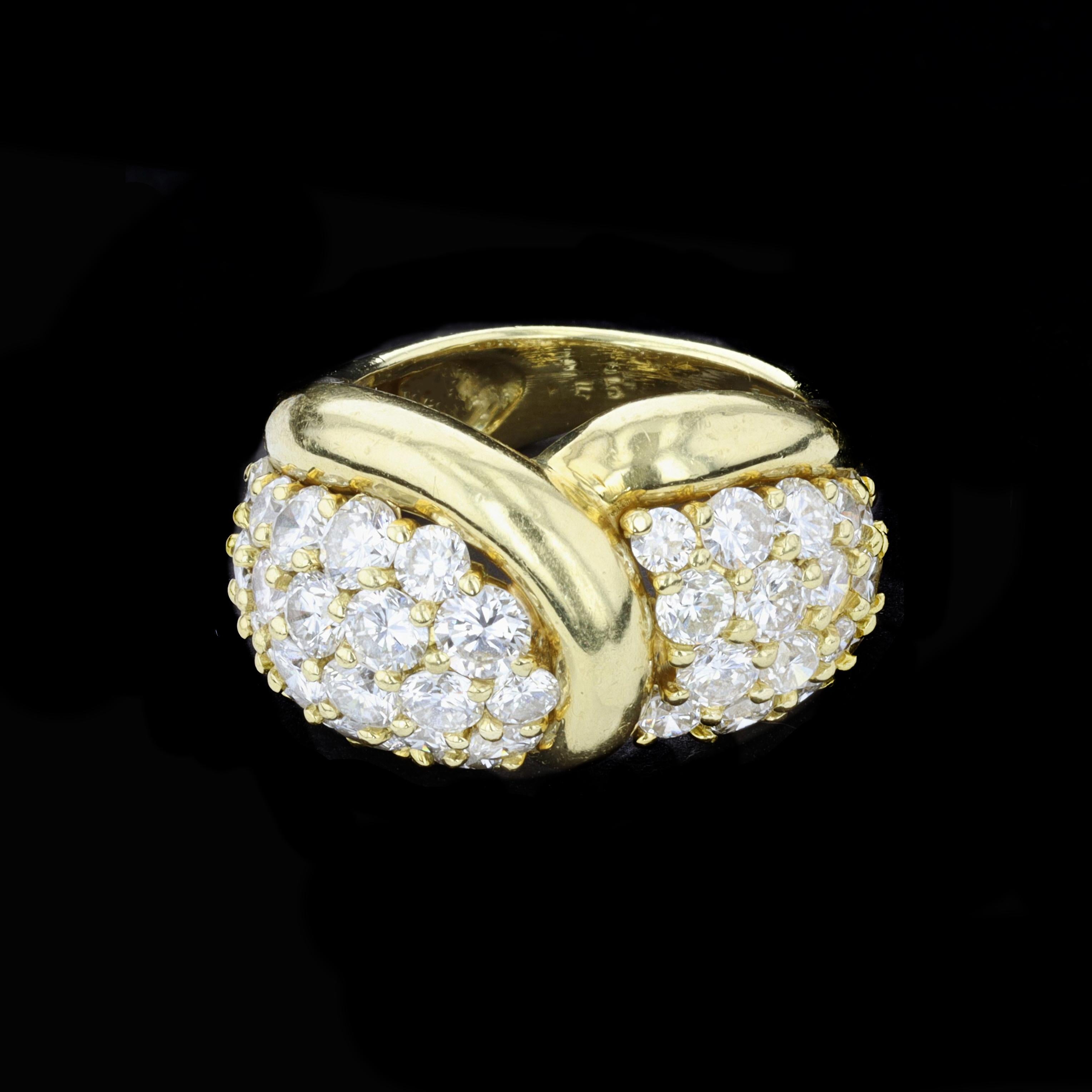 Women's Jose Hess 18K Yellow Gold Diamond Statement Ring For Sale