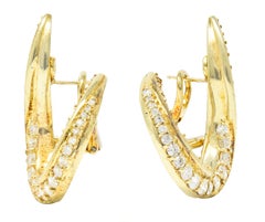 Jose Hess 1980s 3.80 Carat Diamond 18 Karat Yellow Gold Swirl Vintage Earrings