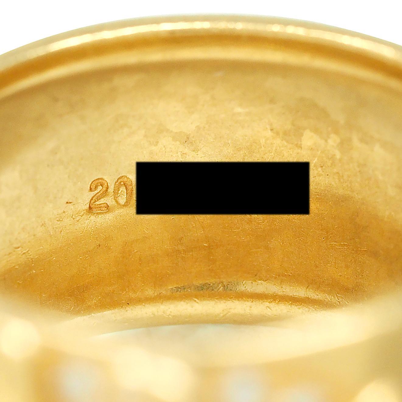 Jose Hess 1980er Jahre Diamant 18 Karat Gelbgold Floral Vintage Breiter Vintage Bandring mit Blumenmuster im Angebot 3
