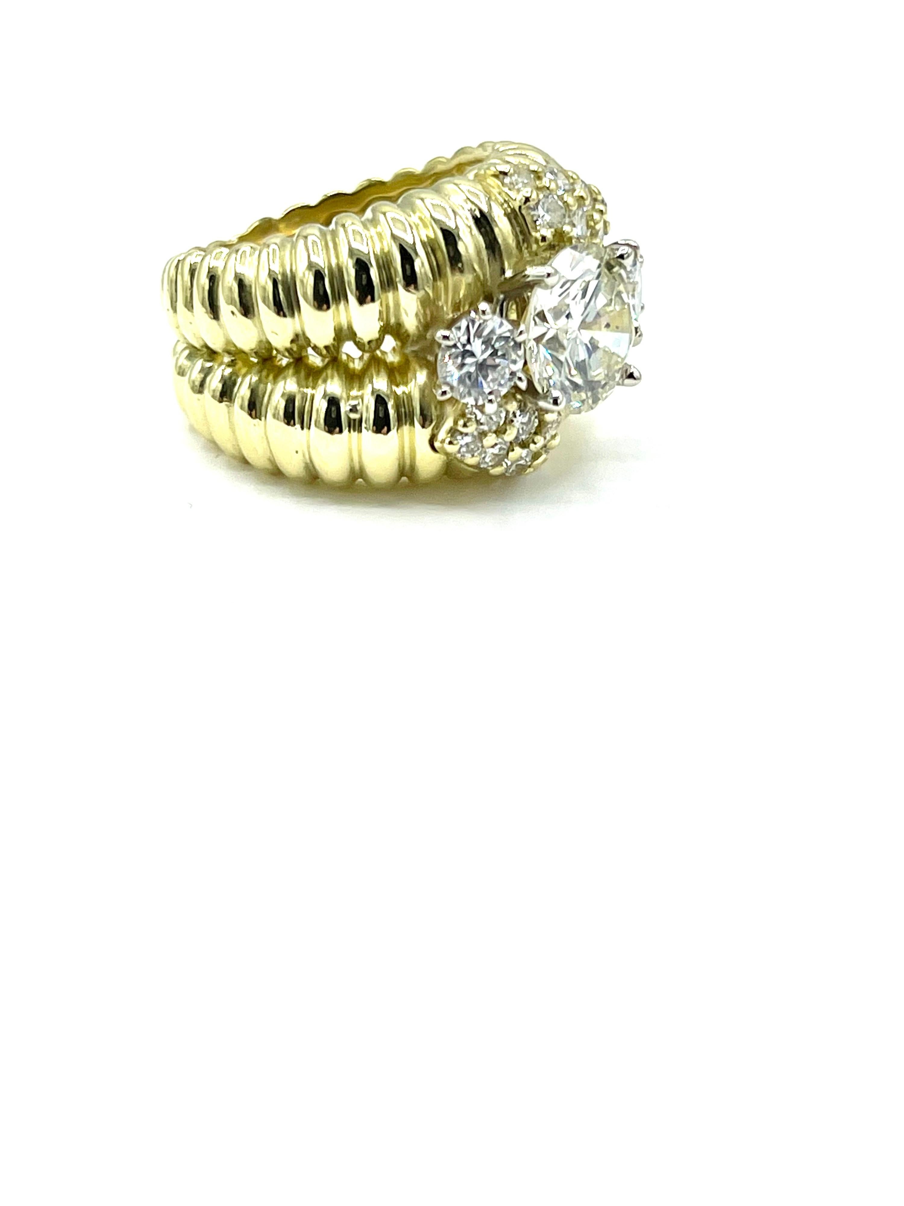 Jose Hess 2,20 Karat runder Brillant-Diamant und 18K Gelbgold Ring (Rundschliff) im Angebot