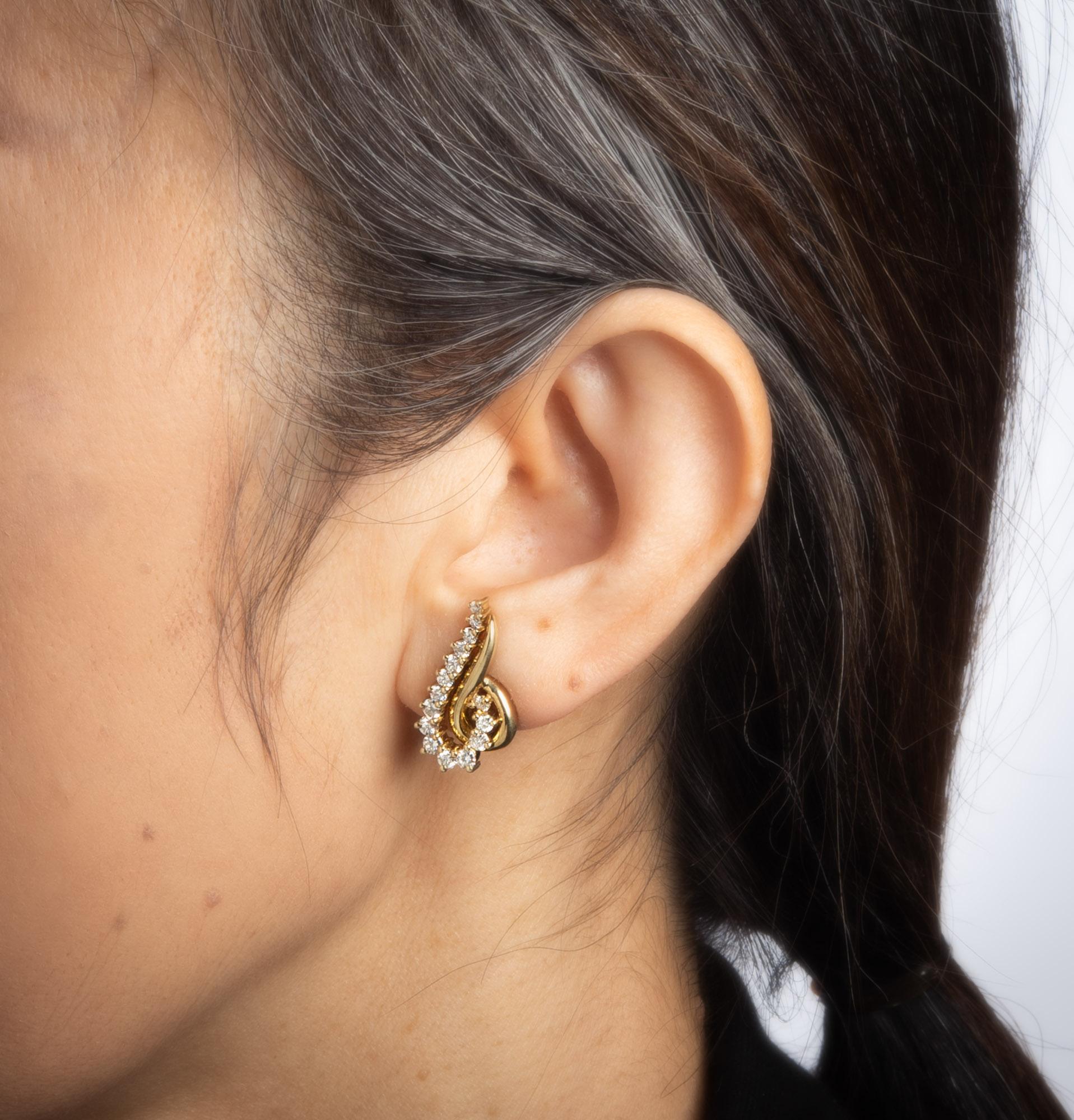 Modern Jose Hess 2.50ct Diamond Earrings Clip-On Vintage 14 Karat Gold Designer Jewelry