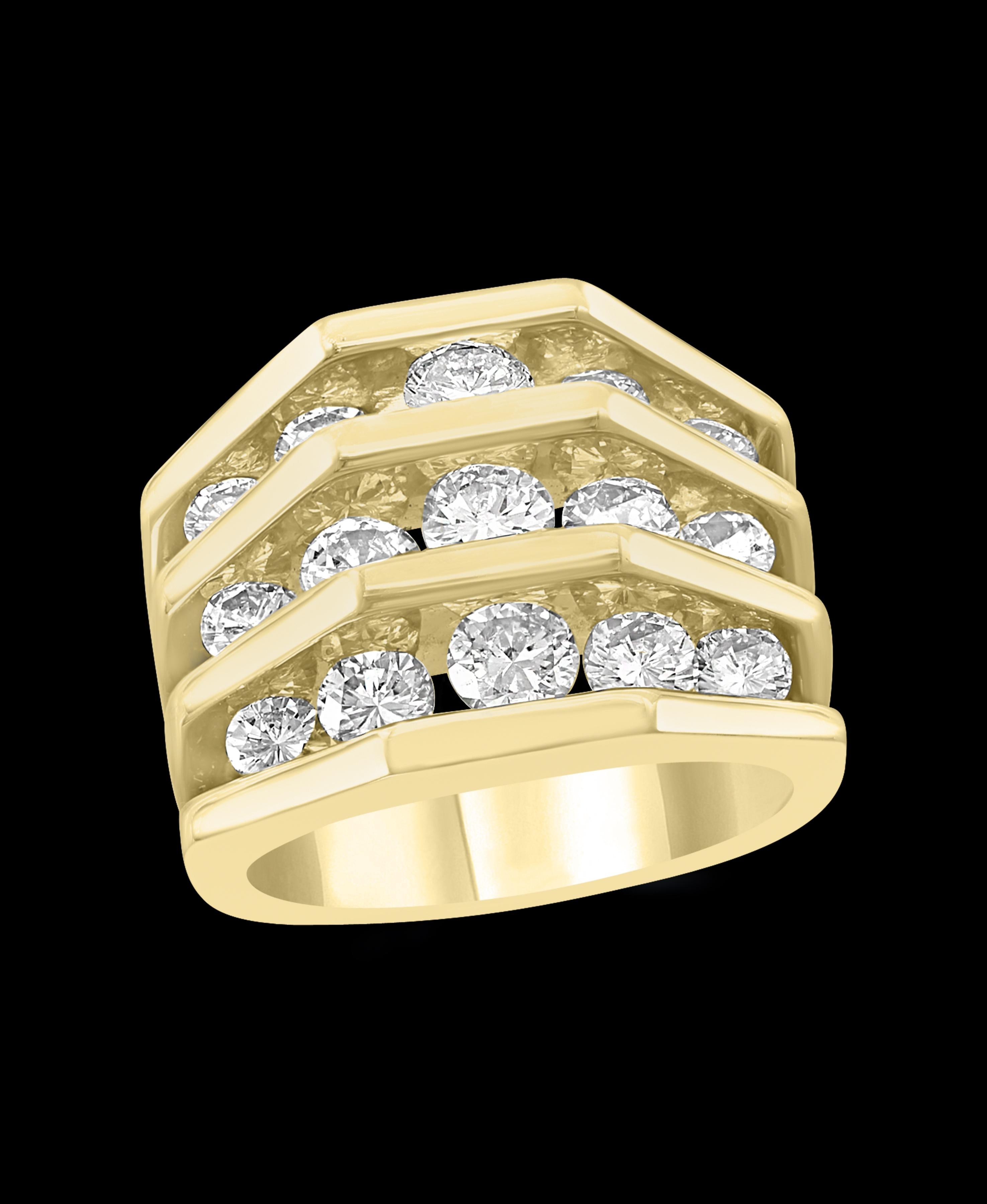 2.6 Carat Diamonds VS Quality  Yellow Gold Band  Ring Estate Designer Jose Hess
This is a open setting  or channel  setting ring  from our premium wedding collection.
 15  round diamonds VS quality are set in  three rows in 18 karat yellow gold