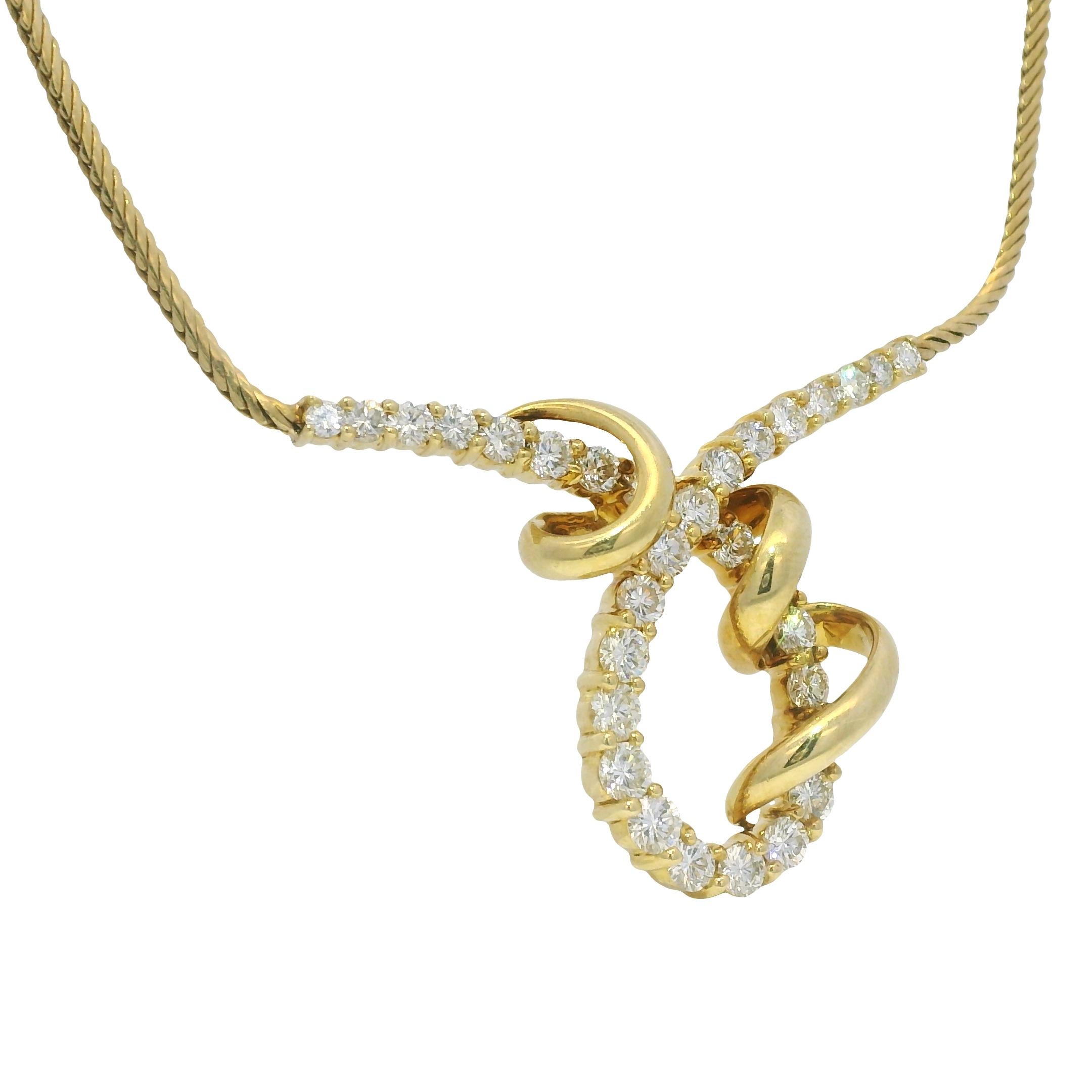 Jose Hess, collana a nastro con diamanti tondi e brillanti da 3 carati 18 carati In magazzino In condizioni ottime in vendita a Boca Raton, FL