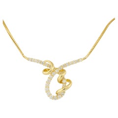 Jose Hess 3 Carat Round Brilliant Diamond Loop Ribbon Necklace 18 Karat In Stock