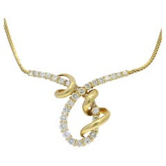 Jose HESS Collier à ruban en diamants ronds et brillants de 3 carats 18 carats En stock
