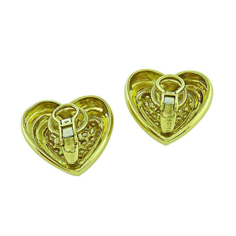 Round Cut  Jose Hess 4.50ct Diamond Heart Earrings For Sale