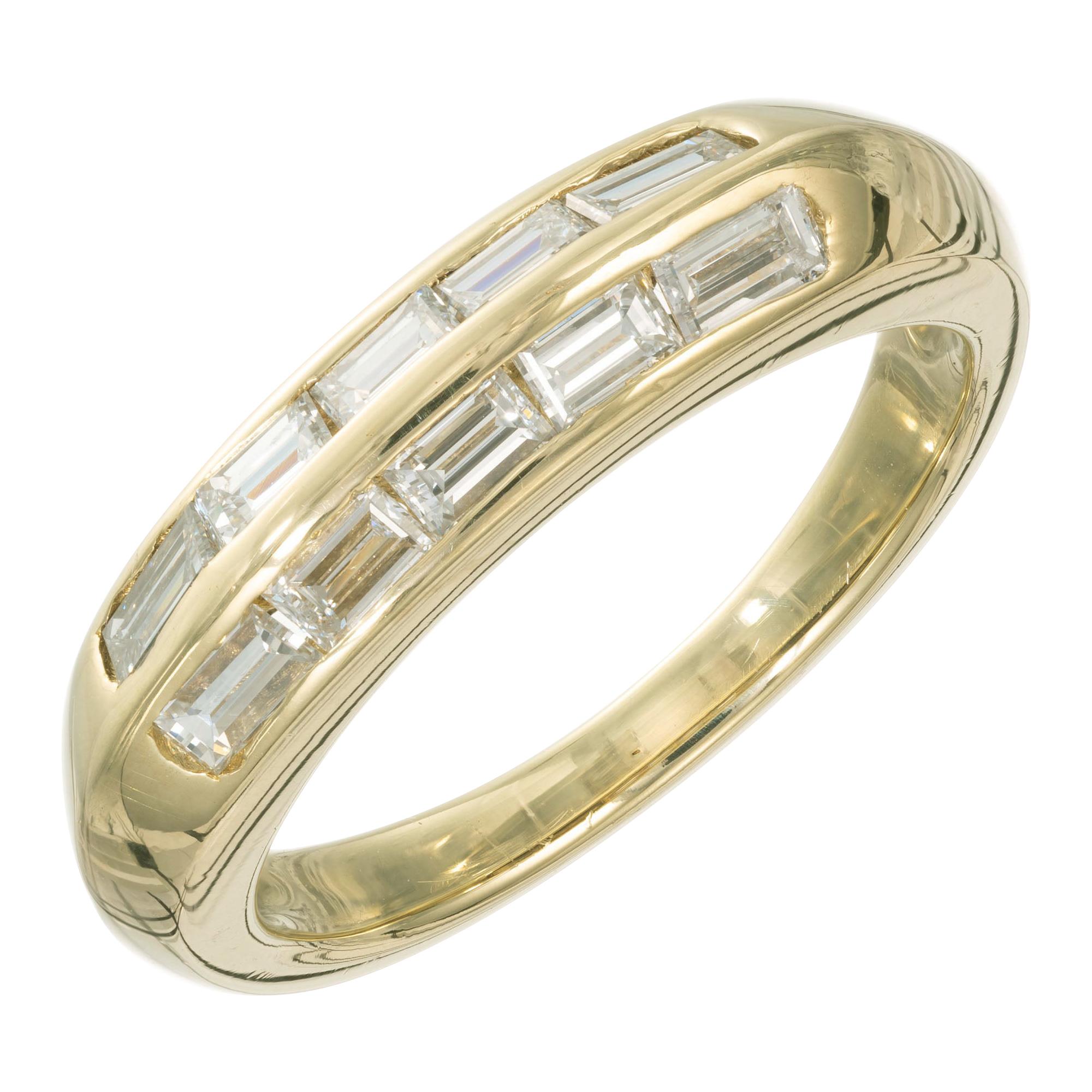 Jose Hess .75 Carat Diamond Yellow Gold Band Ring For Sale