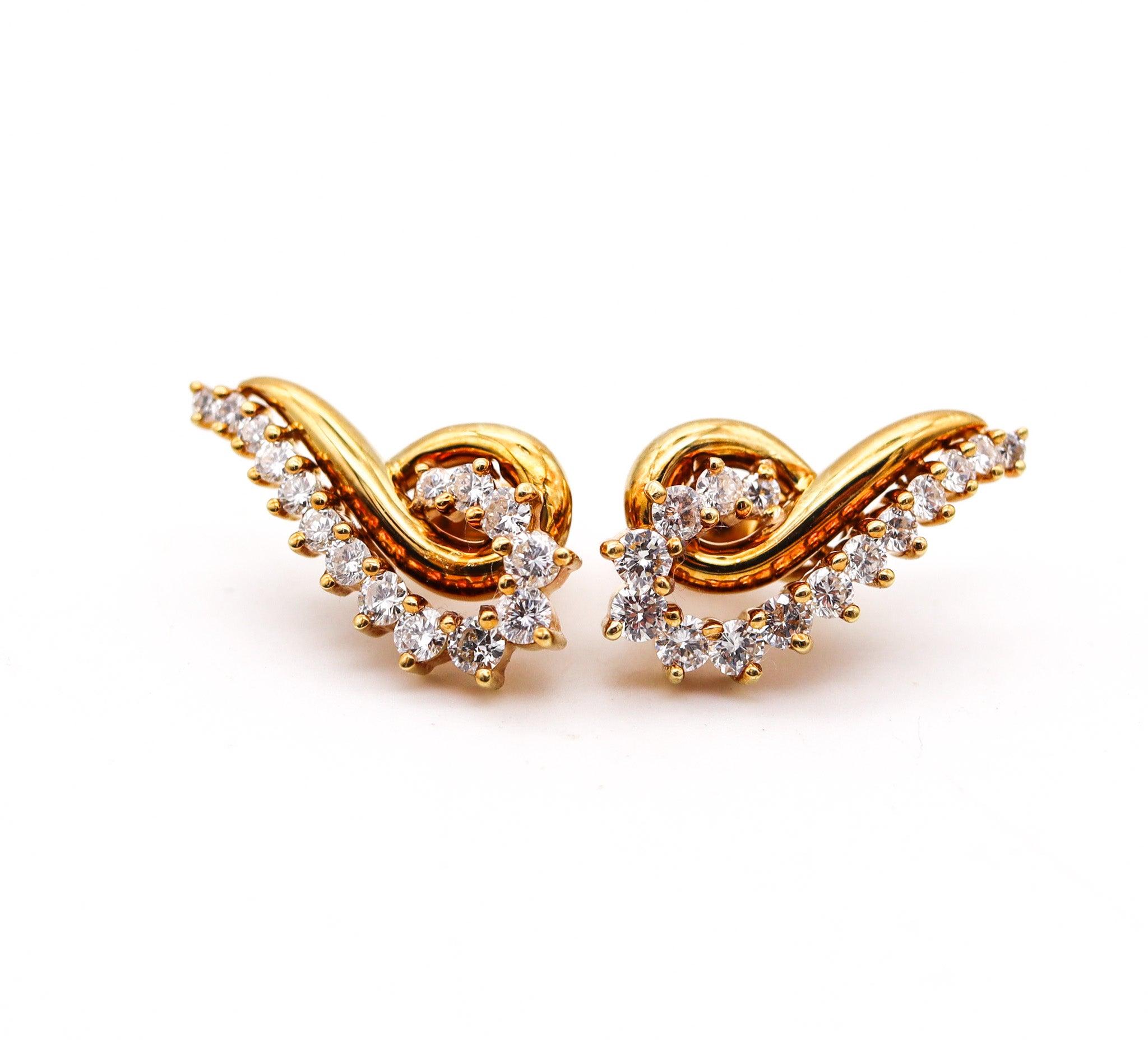 De las mujeres Pendientes de clip JOSE HESS de oro amarillo de 18 quilates con 1,80 quilates de diamantes en venta