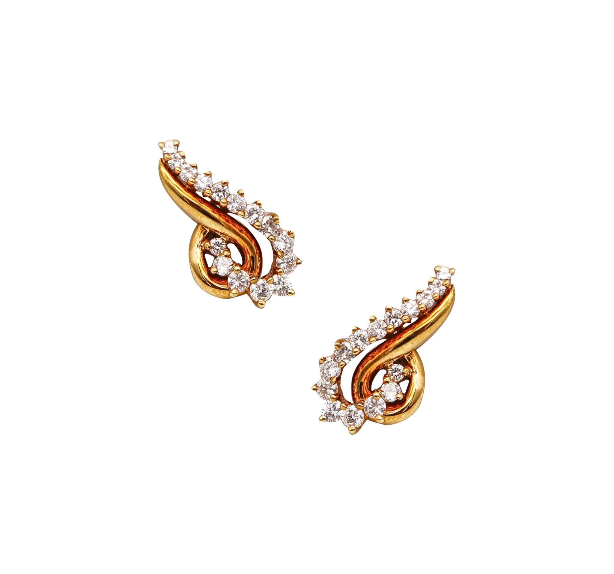 Pendientes de clip JOSE HESS de oro amarillo de 18 quilates con 1,80 quilates de diamantes en venta 3