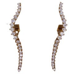 Jose Hess Diamond 18 Karat Yellow Gold Drop Lever-Back Earrings